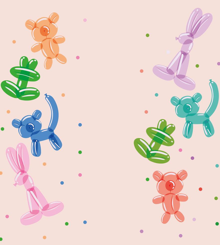 cute balloons animals vector