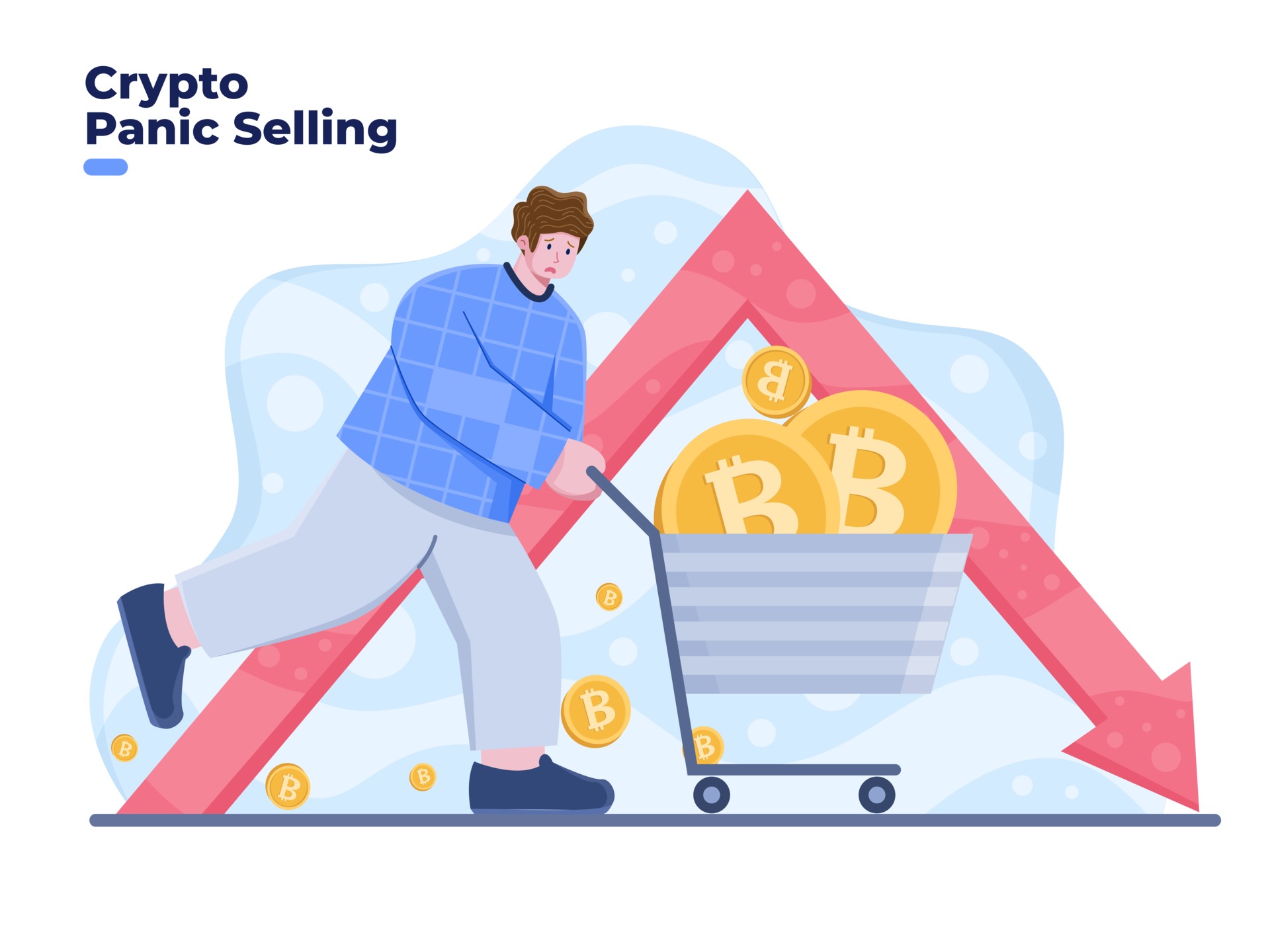Panic Person Selling Crypto While Crypto Crash Flat Vector Illustration Panic Person Selling Crypto While Crypto Crash Flat Vector Illustration