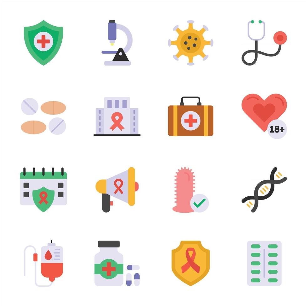 Aids and HIV  flat Icons Sets vector