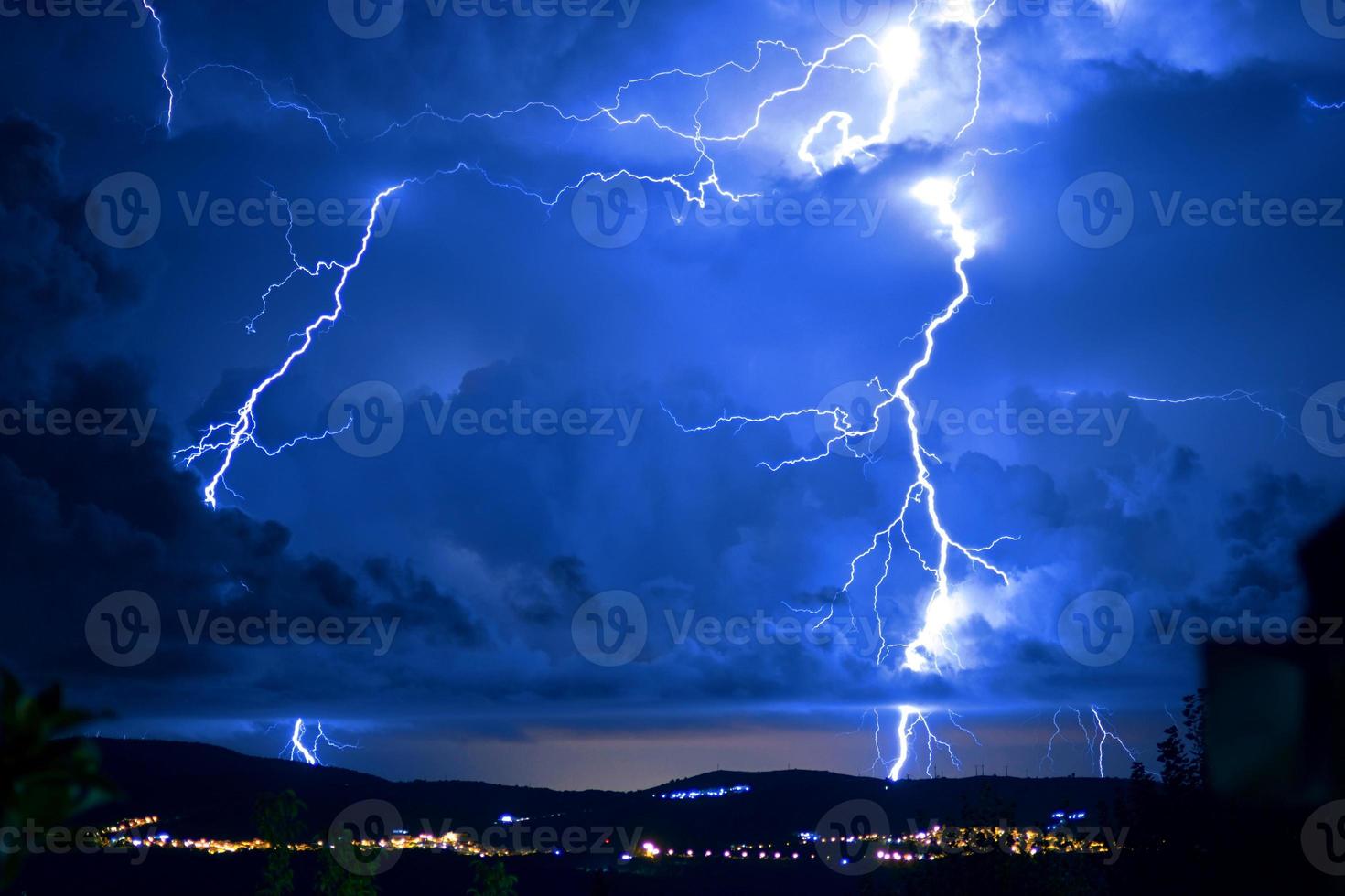 Dangerous storm with lightning and lightning photo