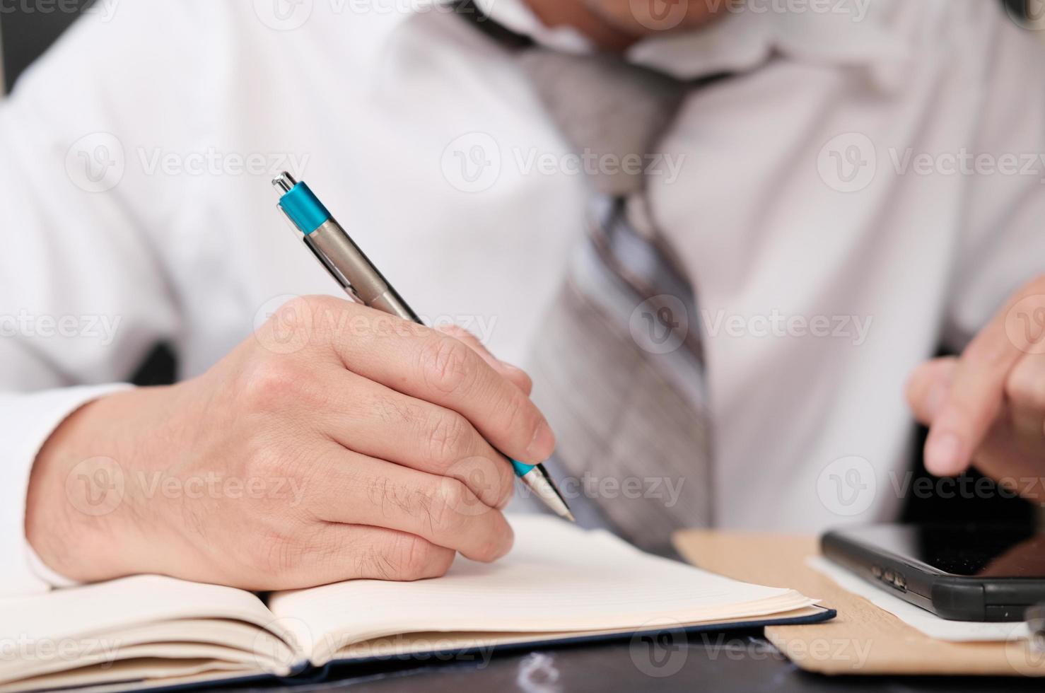 Businessman hand working on table business growth concept,Creative new idea, business plan photo