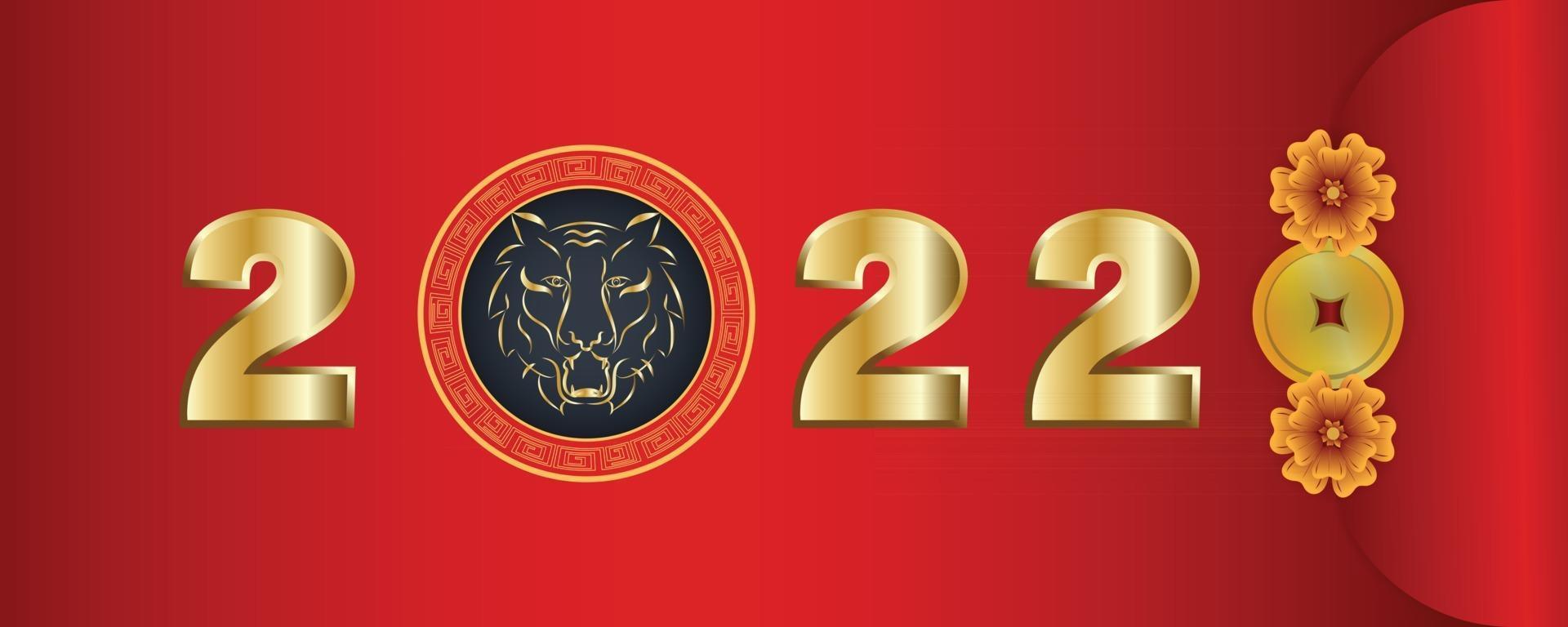 celebrate Chinese New Year 2022 with tiger head and red envelope of
