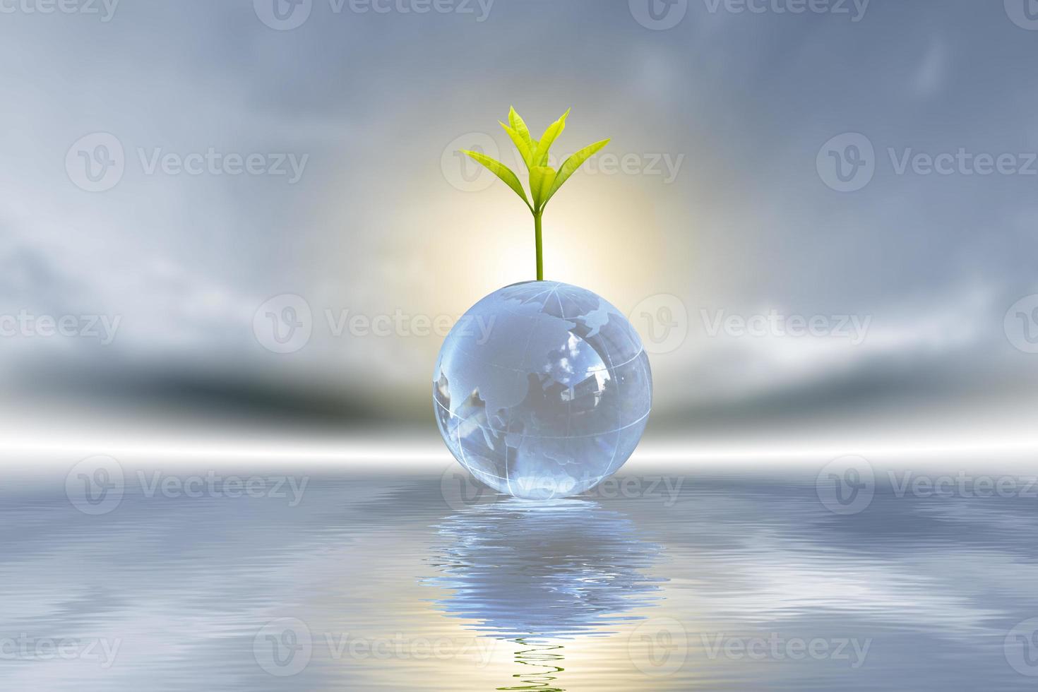 Renewable energy concept Earth Day or environment protection Hands protect forests that grow on the ground and help save the world. photo