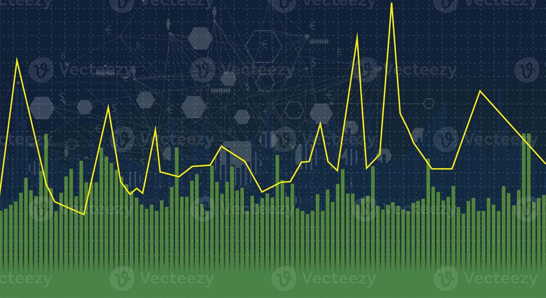 Business people hold a tablet, plan and strategy and display virtual holograms of statistics, financial graphs, securities and charts on a dark background.The concept of business growth Illustration photo