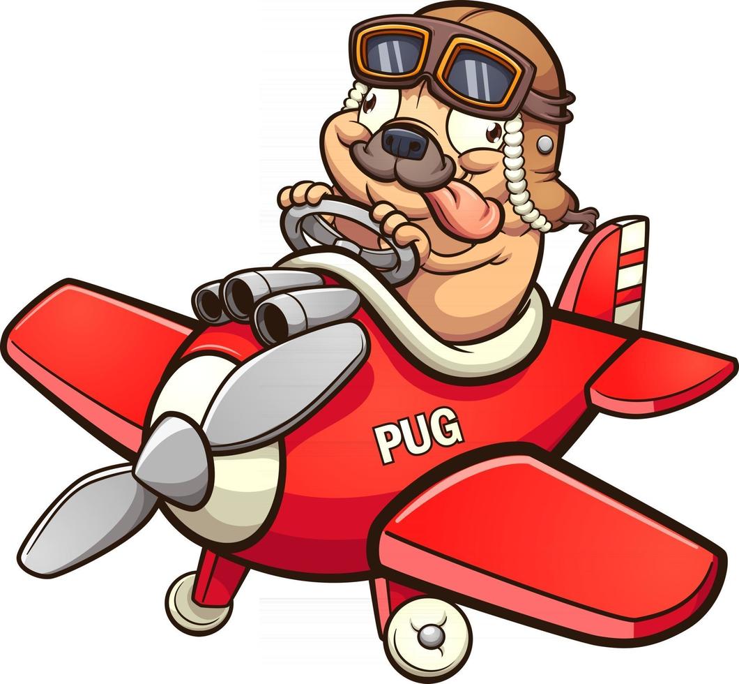 pug piloto de dibujos animados vector