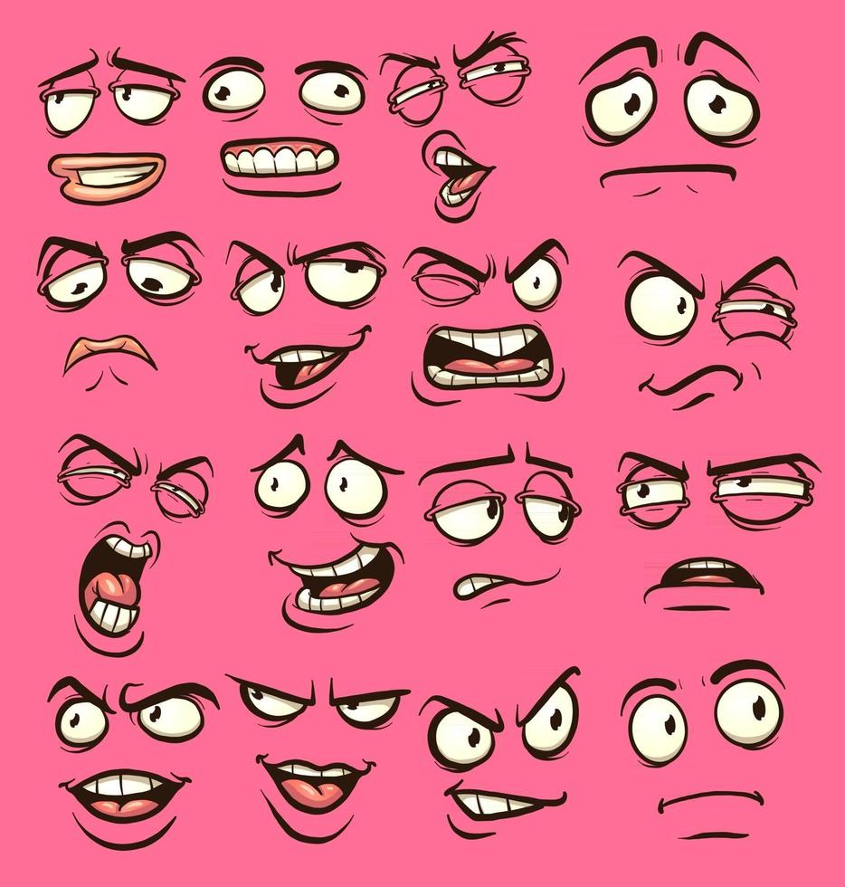 Funny cartoon faces vector