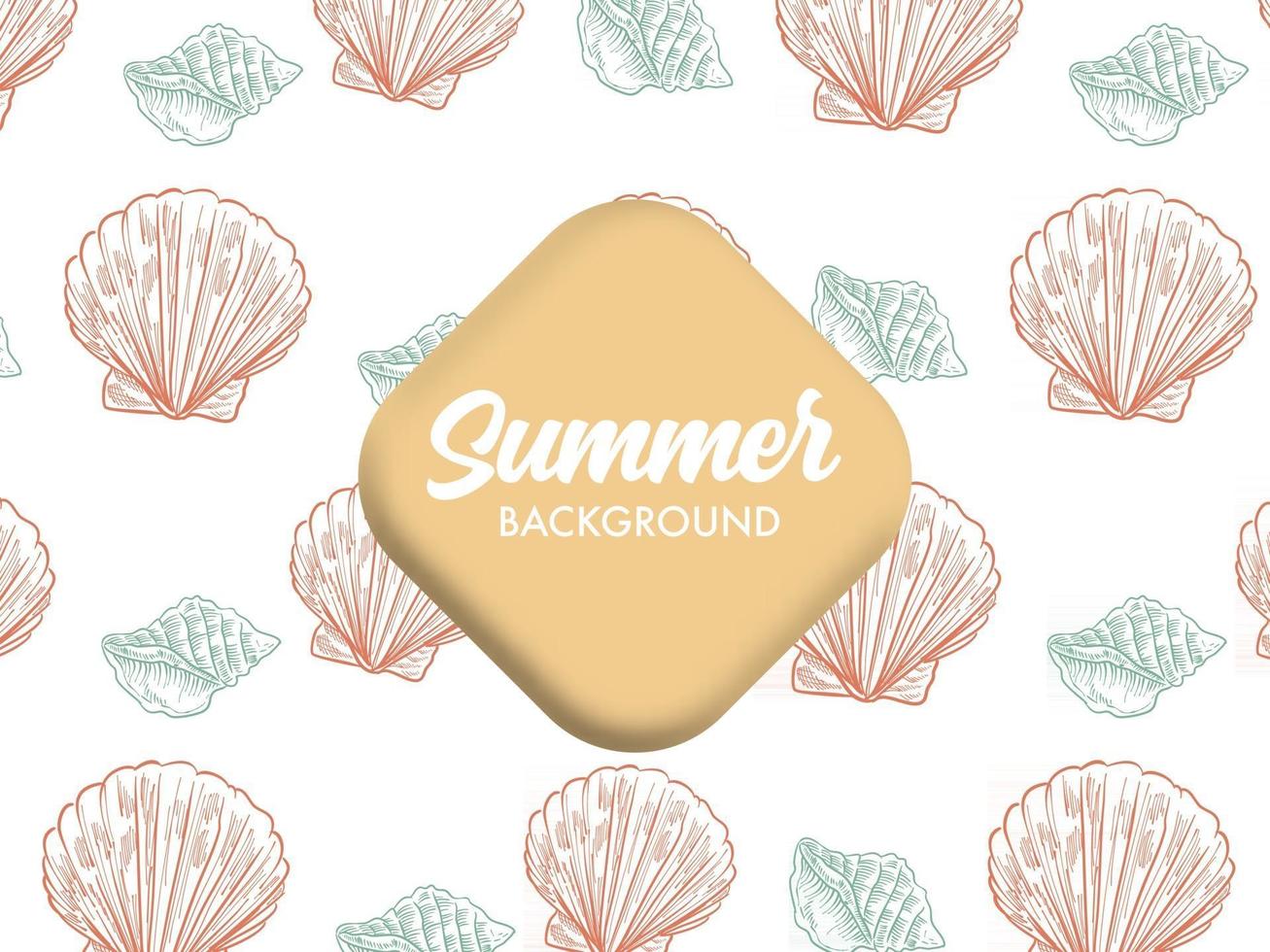 Summer theme Background design with shell illustrations vector