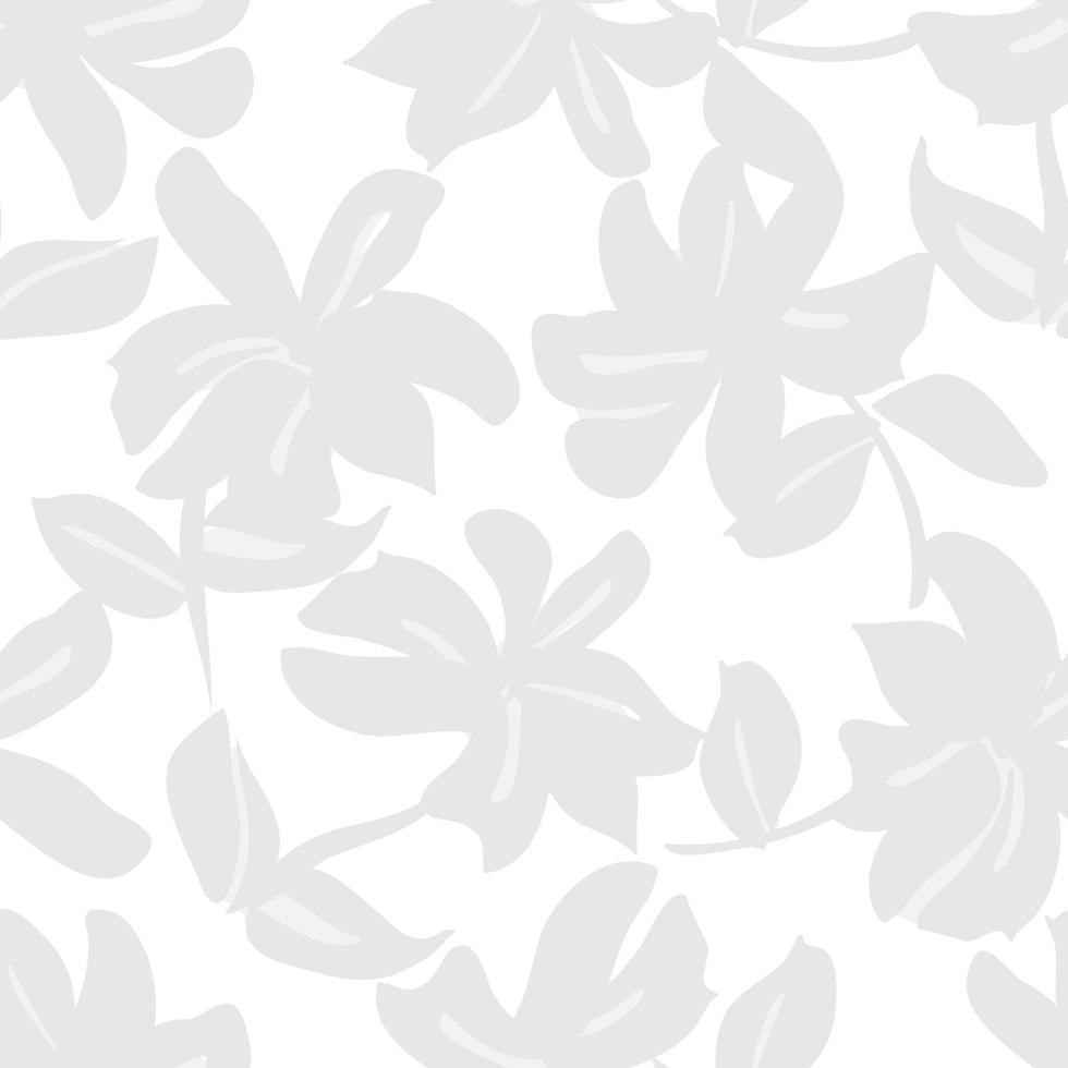 Trazos de pincel floral gris y blanco de fondo transparente vector