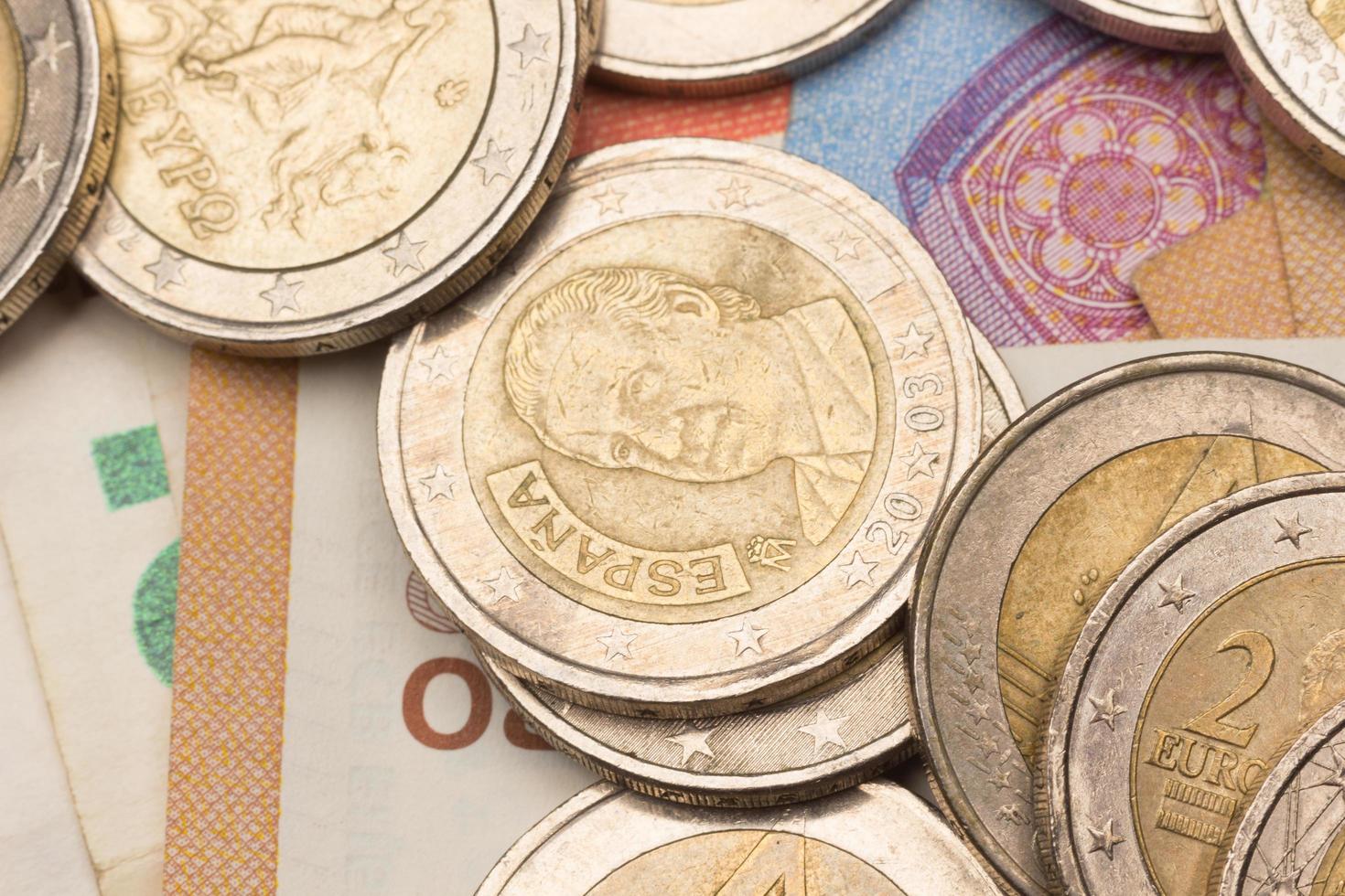 Euro coins, official currency of Europe photo