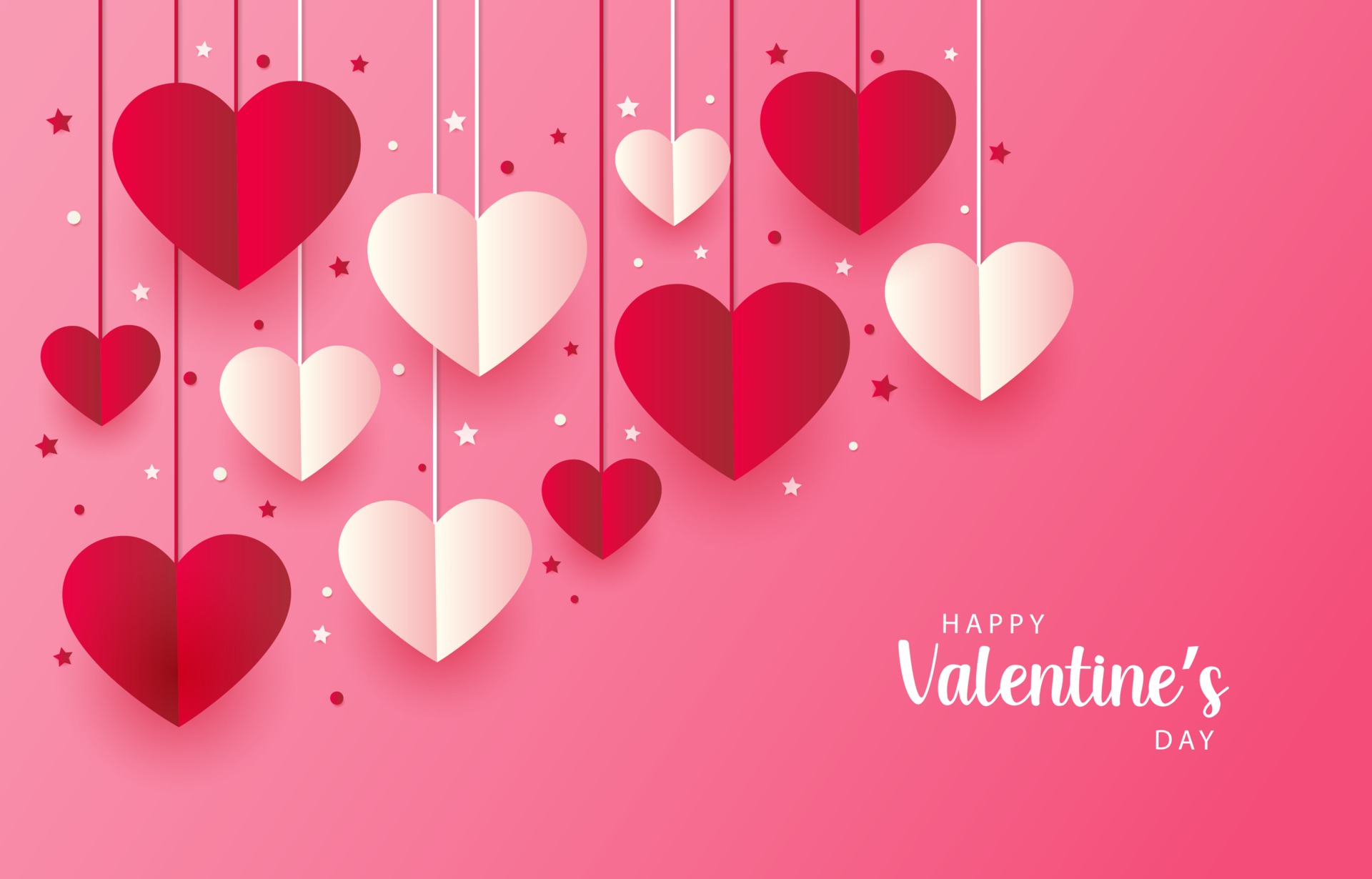 Beautiful pink Happy Valentine's Day Background with love hearts and  lettering. Vector illustration 2739089 Vector Art at Vecteezy