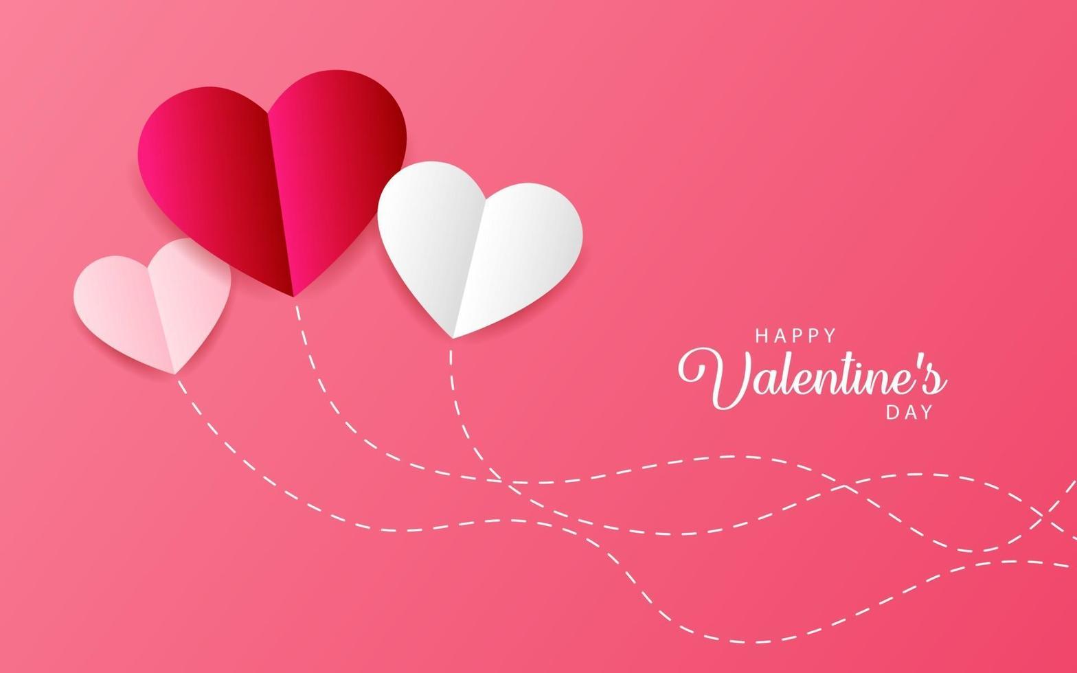 Happy Valentine's Day Hearts with pink Background. Vector illustration