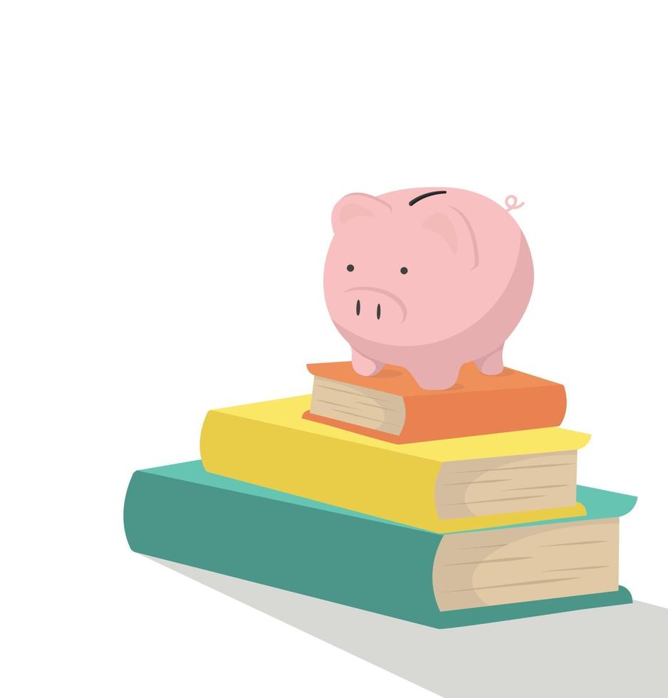 Stack of books with Piggy bank vector