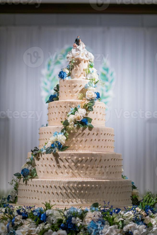 Beautiful wedding cake with blur background photo