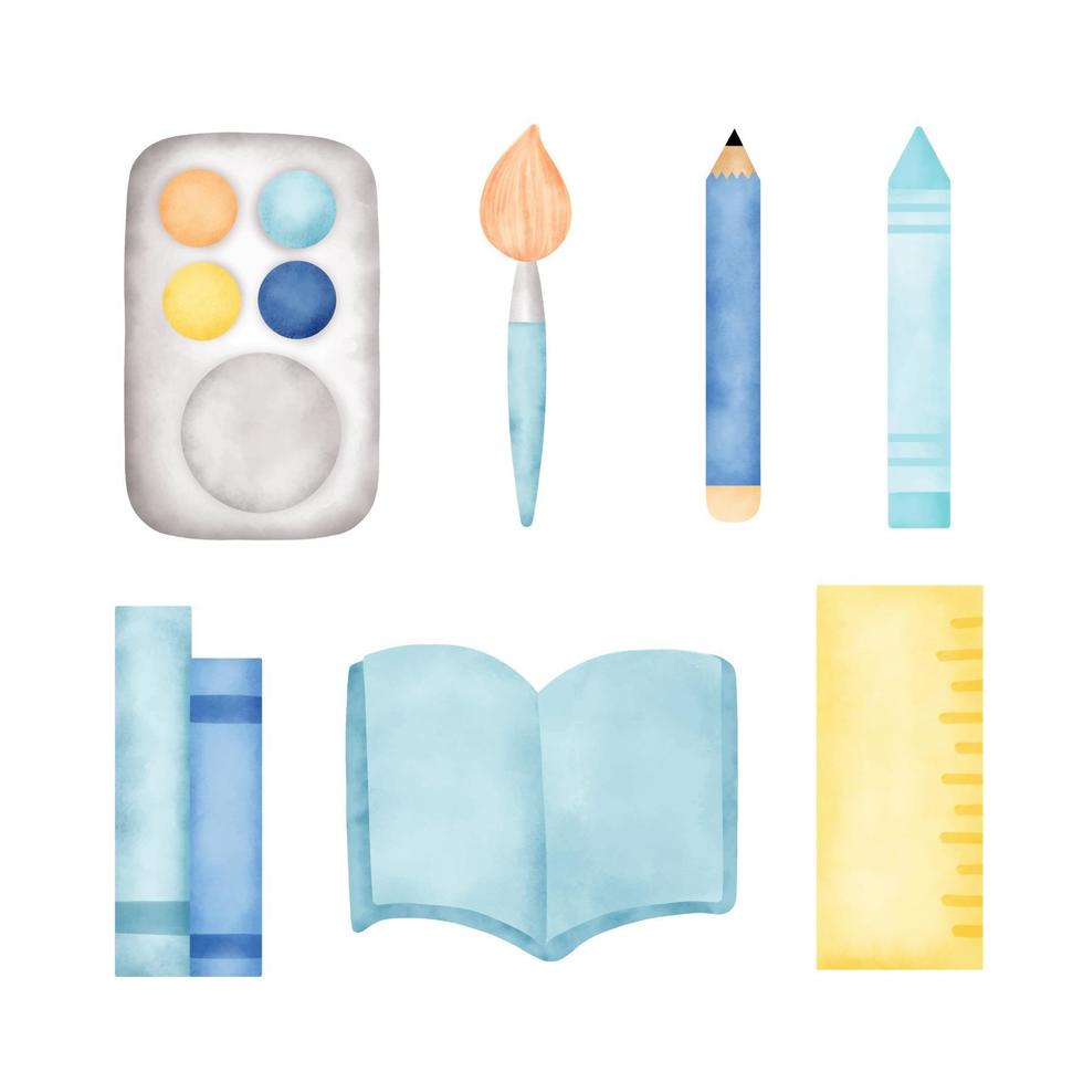 watercolor back to school elements vector
