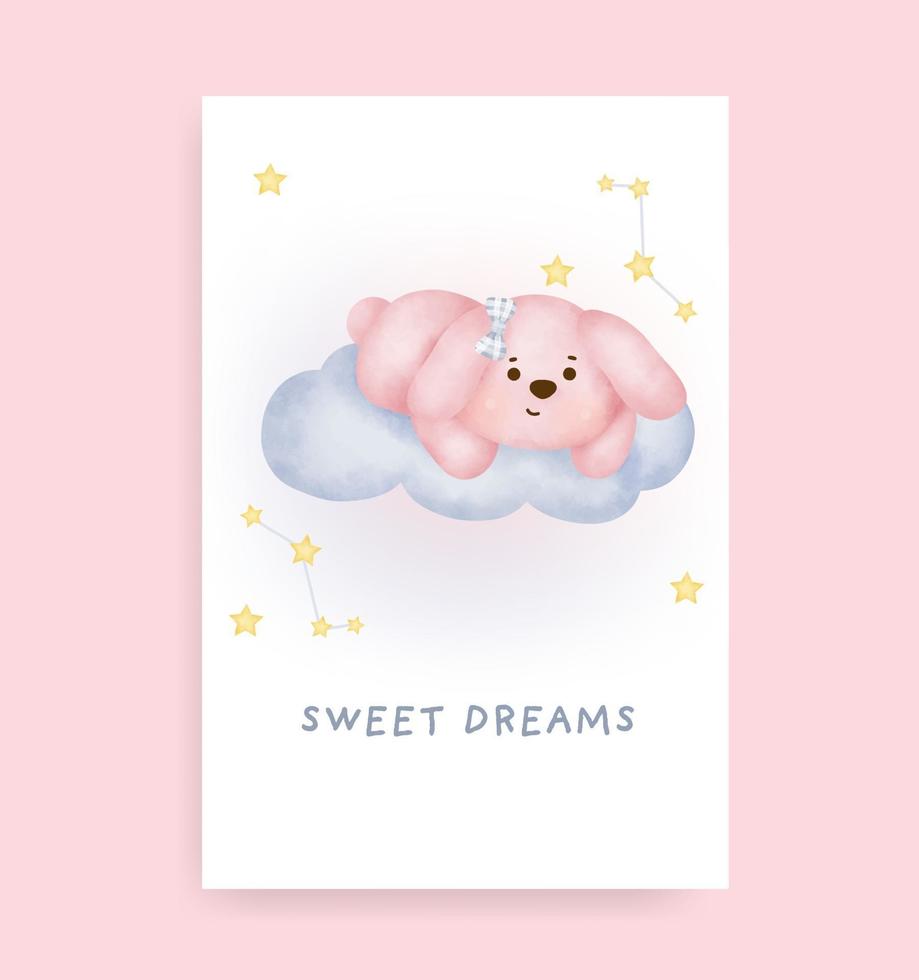 Baby shower card with cute rabbit on the moon vector