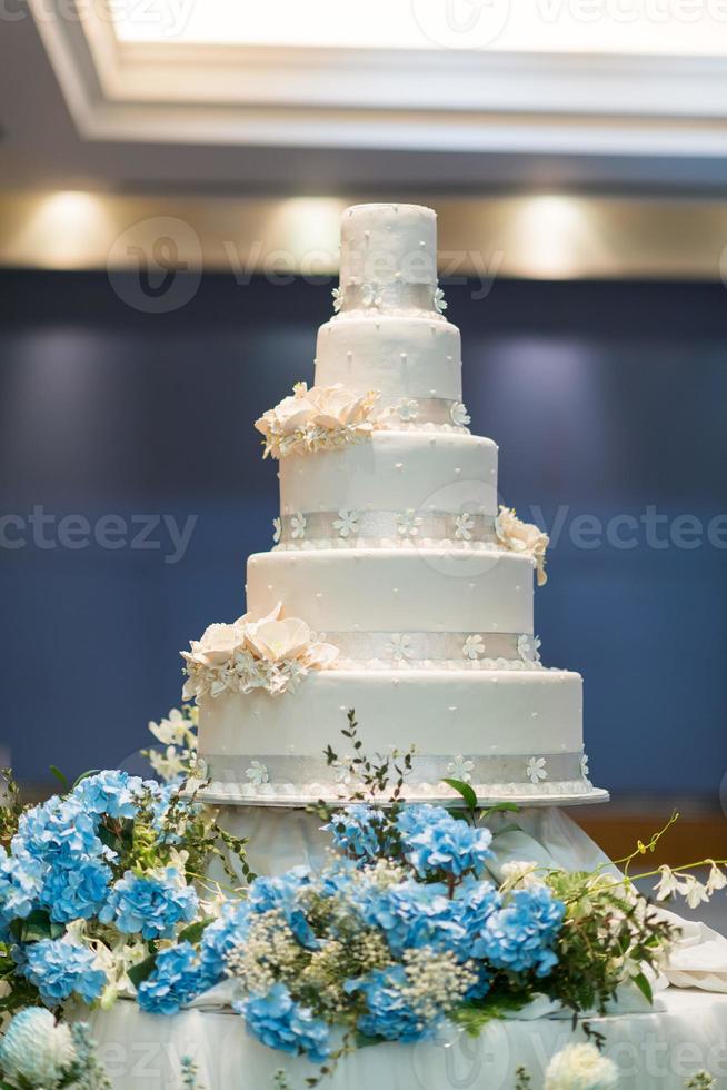 Beautiful wedding cake with blur background photo