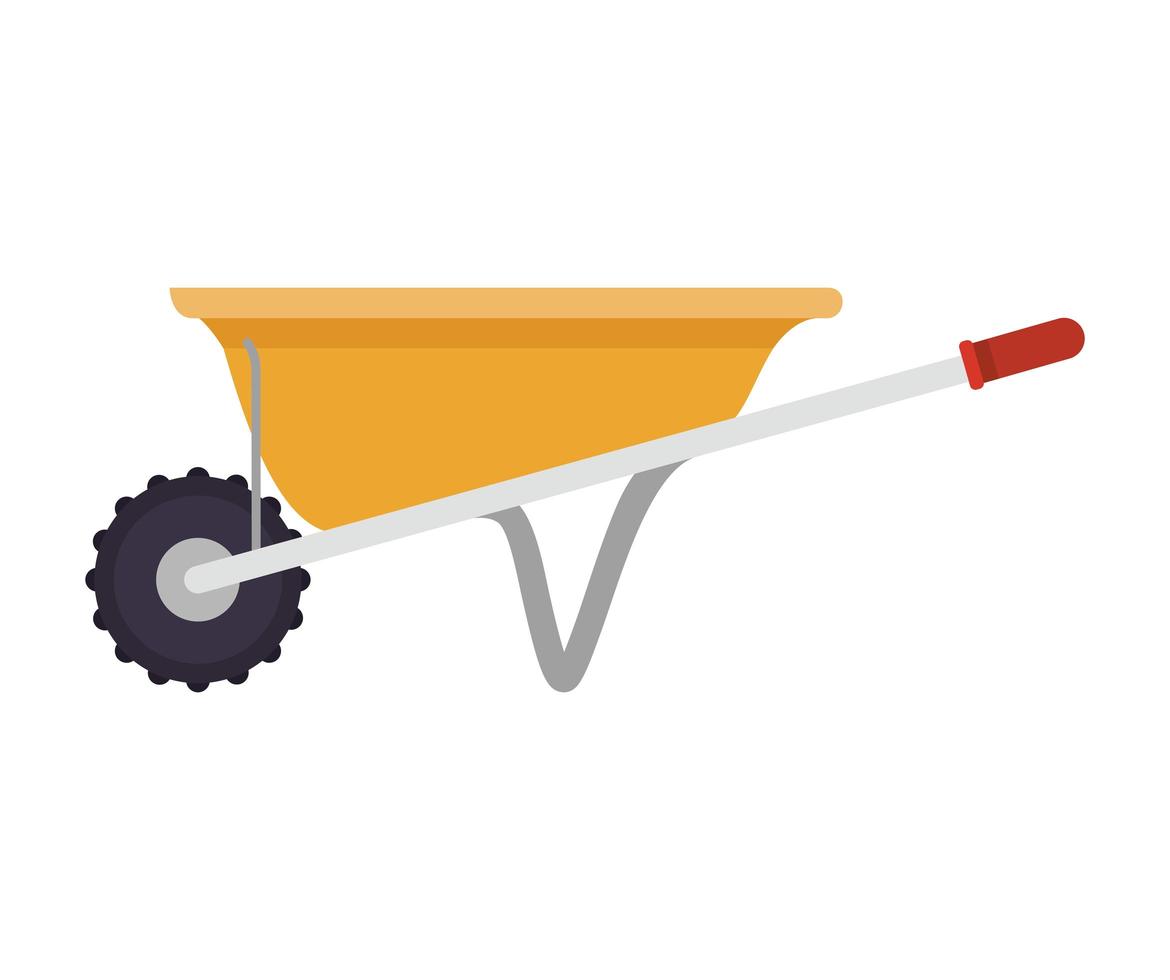 yellow wheelbarrow icon vector