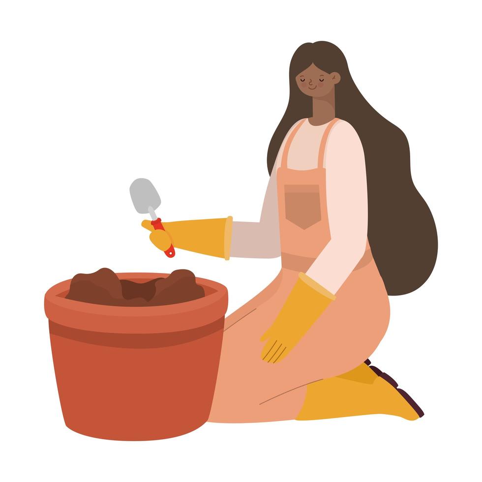 woman and flowerpot vector