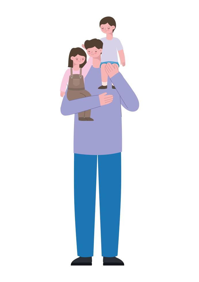 father with kids vector