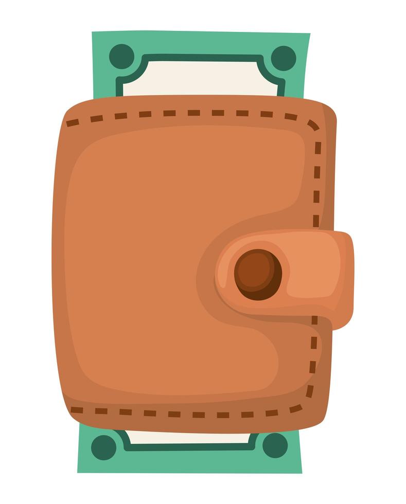 wallet with dollars vector