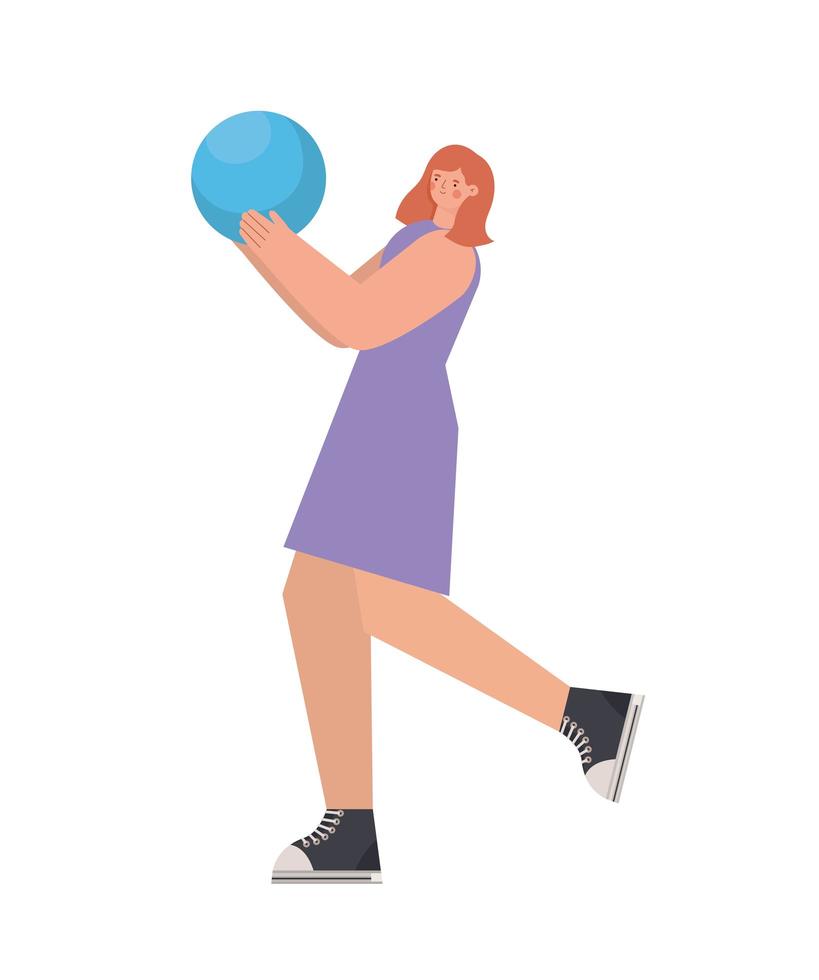 woman with a purple dress and play with a ball vector