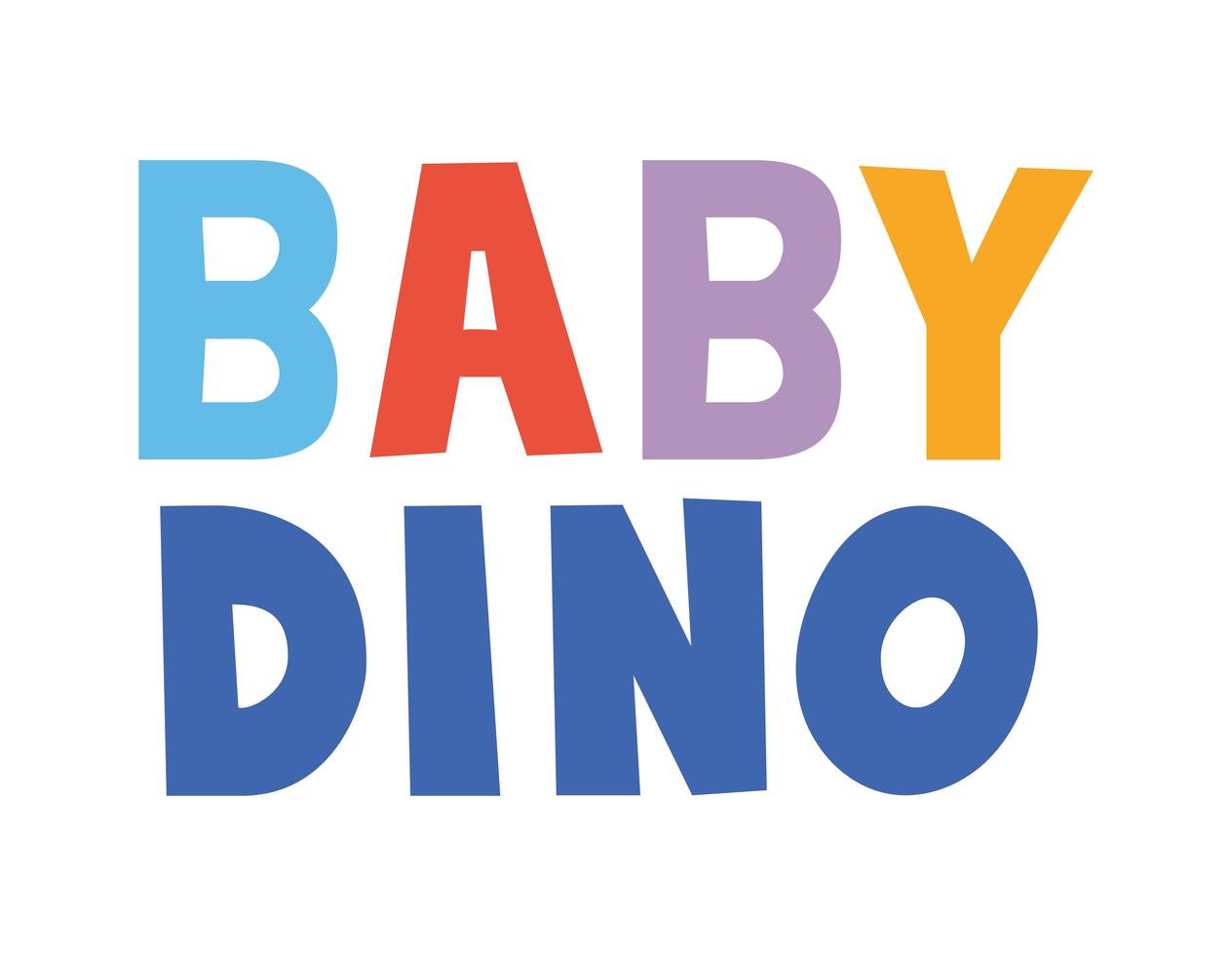 Letras de baby dino con diferentes colores. vector