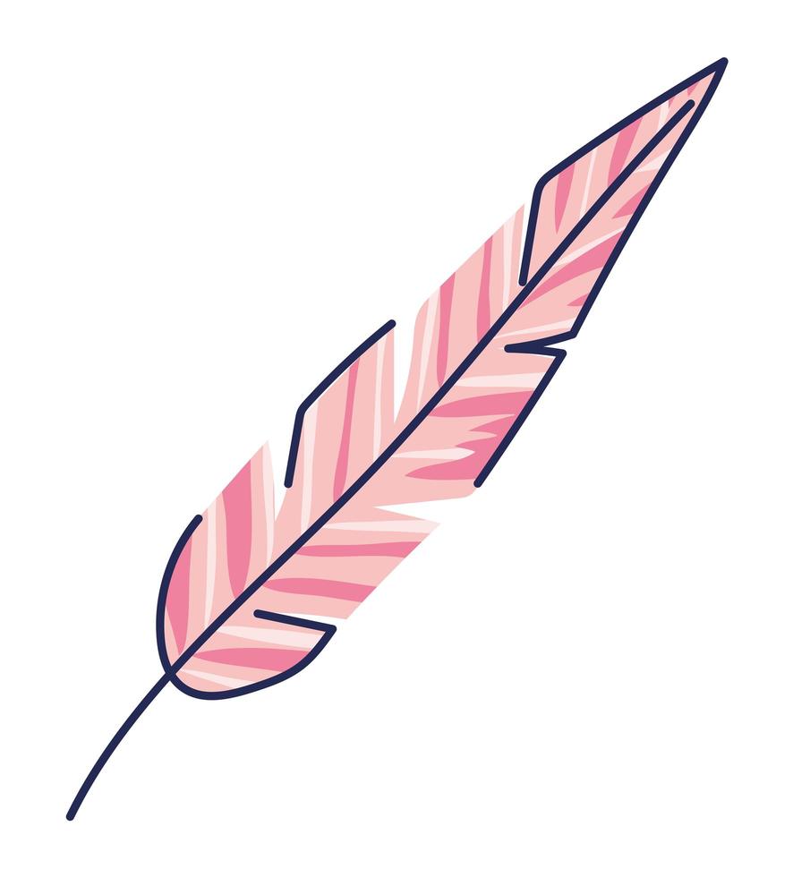 pluma rosa sobre un fondo blanco vector