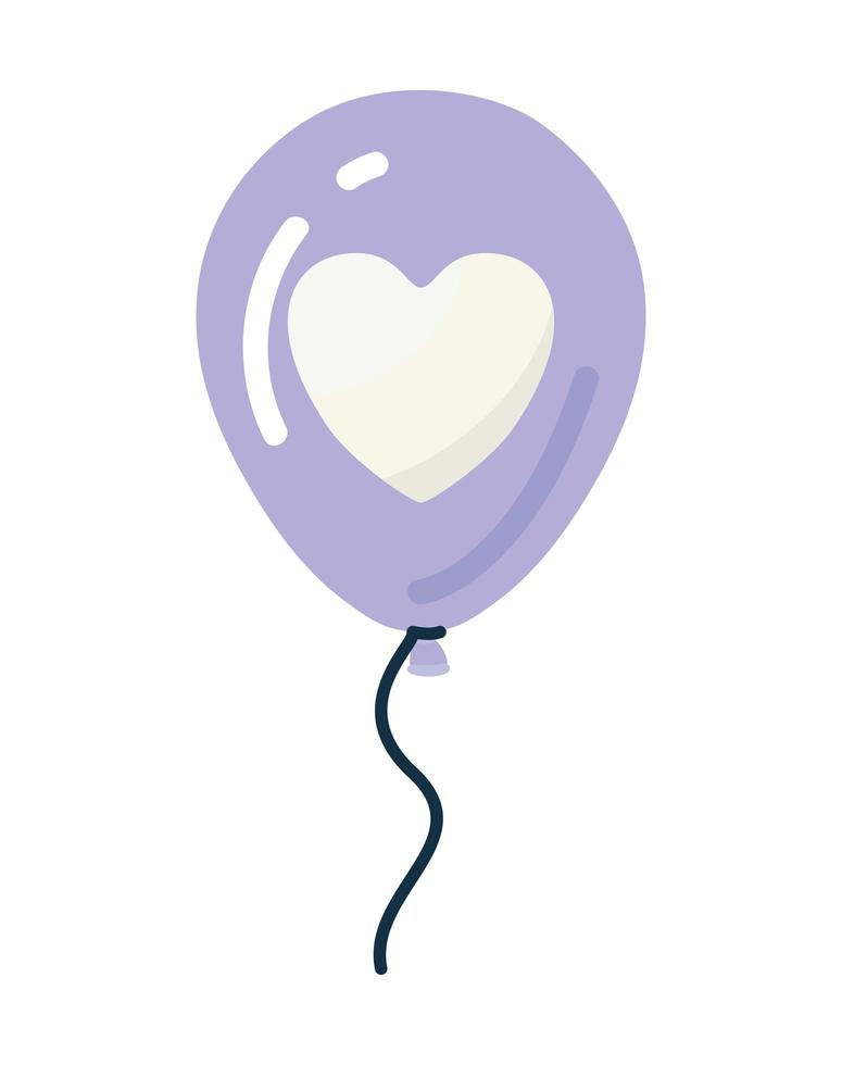 globo morado con un corazón en el medio vector