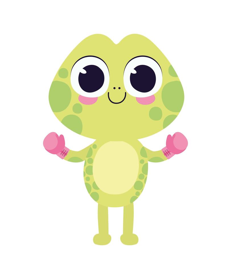 cute turtle sticker with box gloves vector