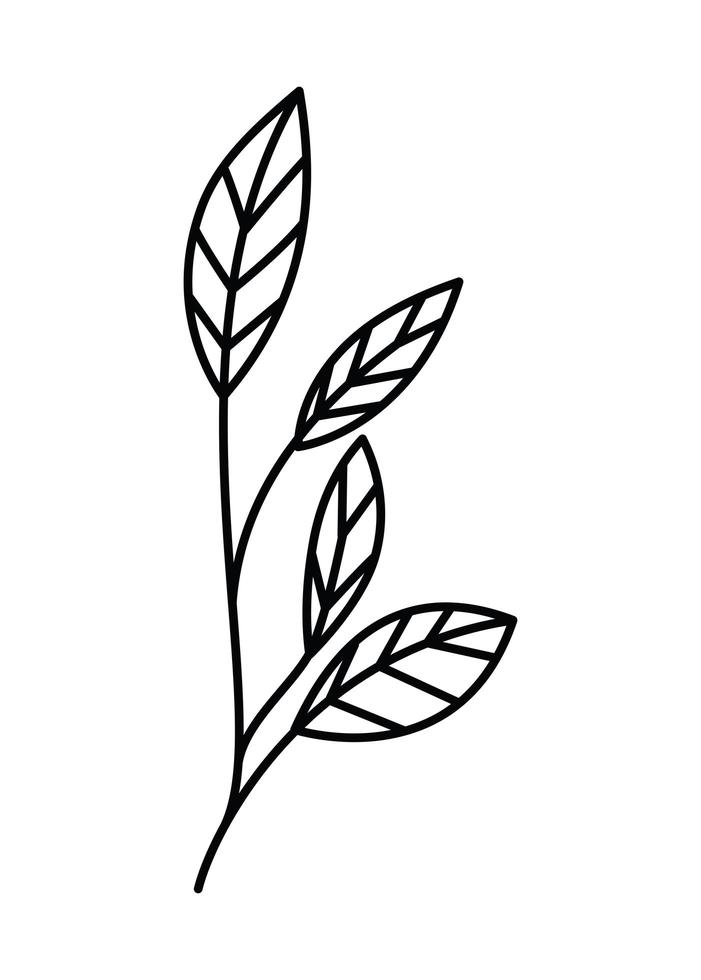 minimalist tattoo of a plant with four leaves vector