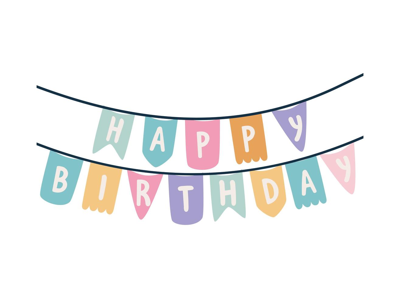 garland with happy birthday lettering on a white background vector