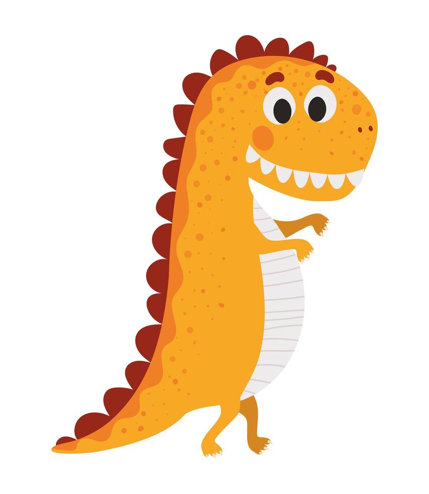 Ilustración infantil de un dinosaurio naranja vector