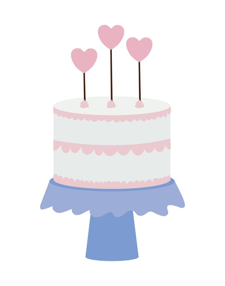 birthday cake with hearts candles vector