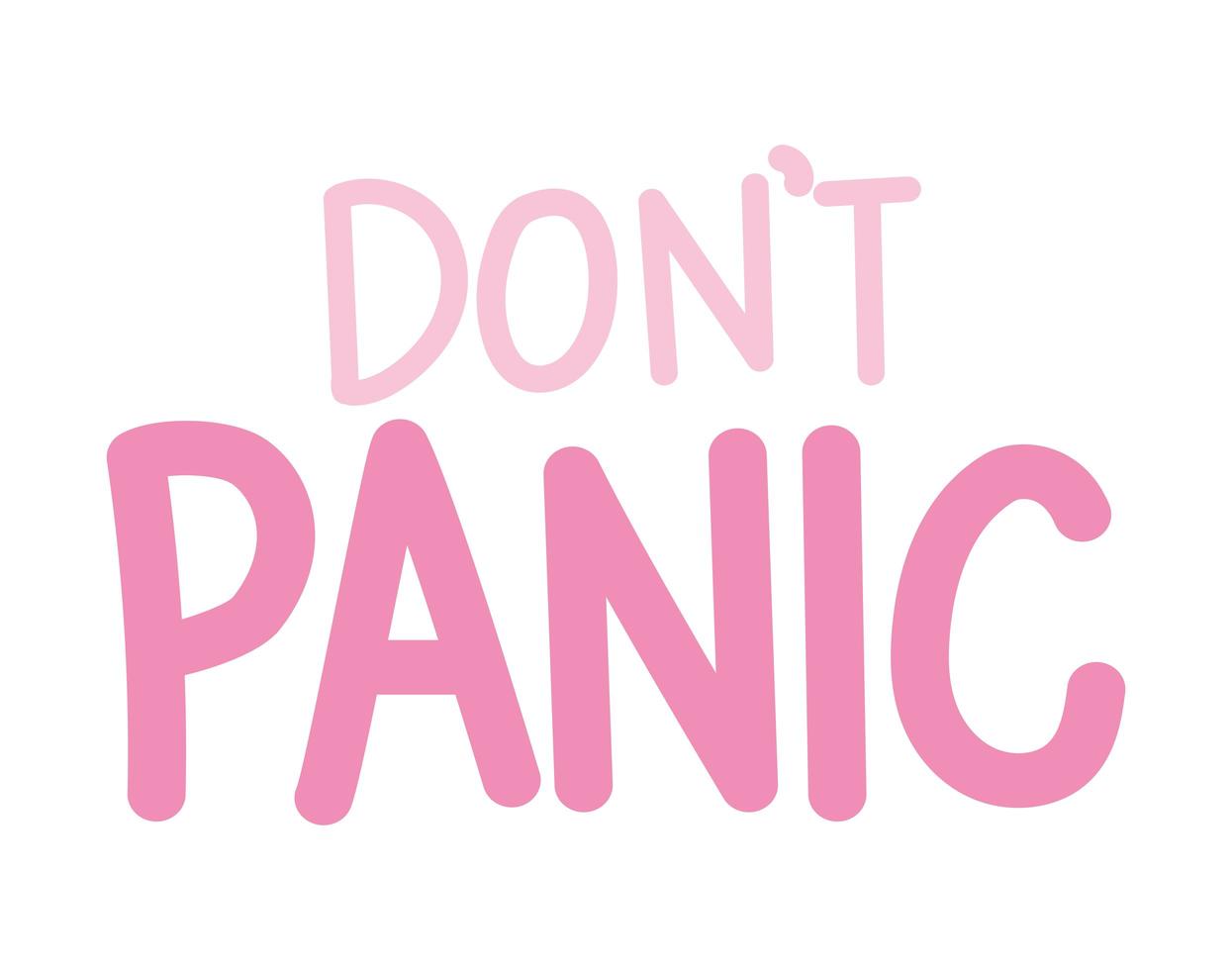 cute sticker about dont panic lettering vector