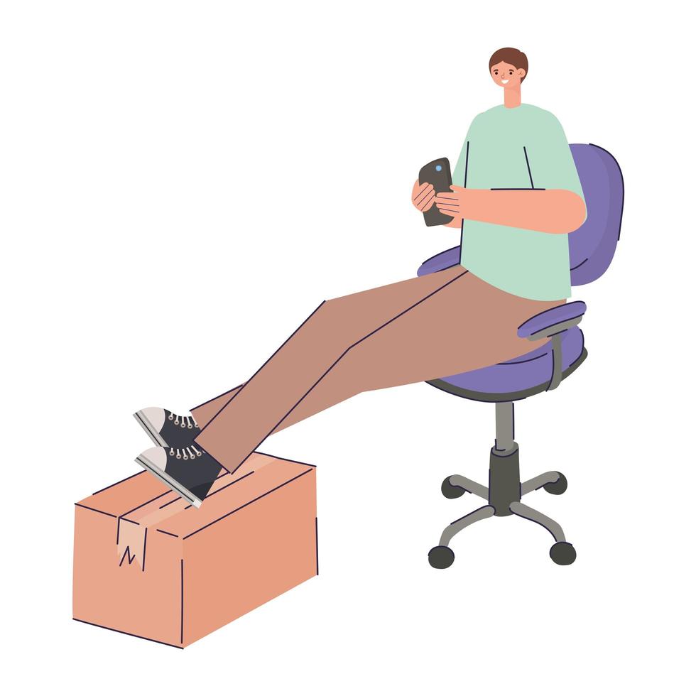 sitting man procrastinating vector