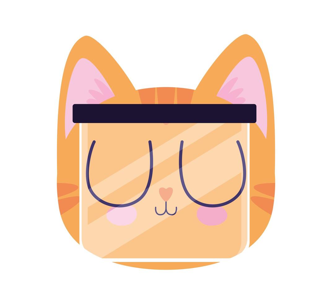 cute kitty with safety mask vector