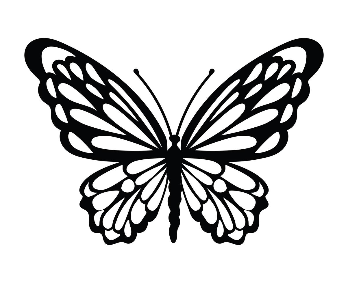 tatuaje minimalista de una mariposa vector