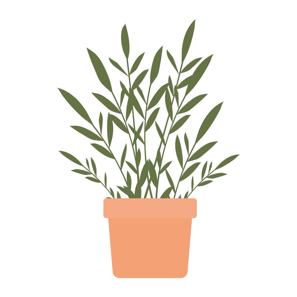 plant inside a pot with a orange color vector