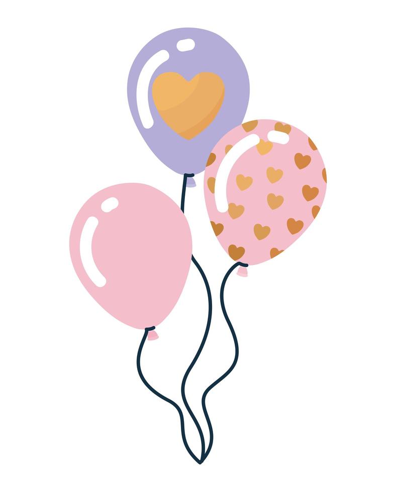 set of three birthday balloons vector