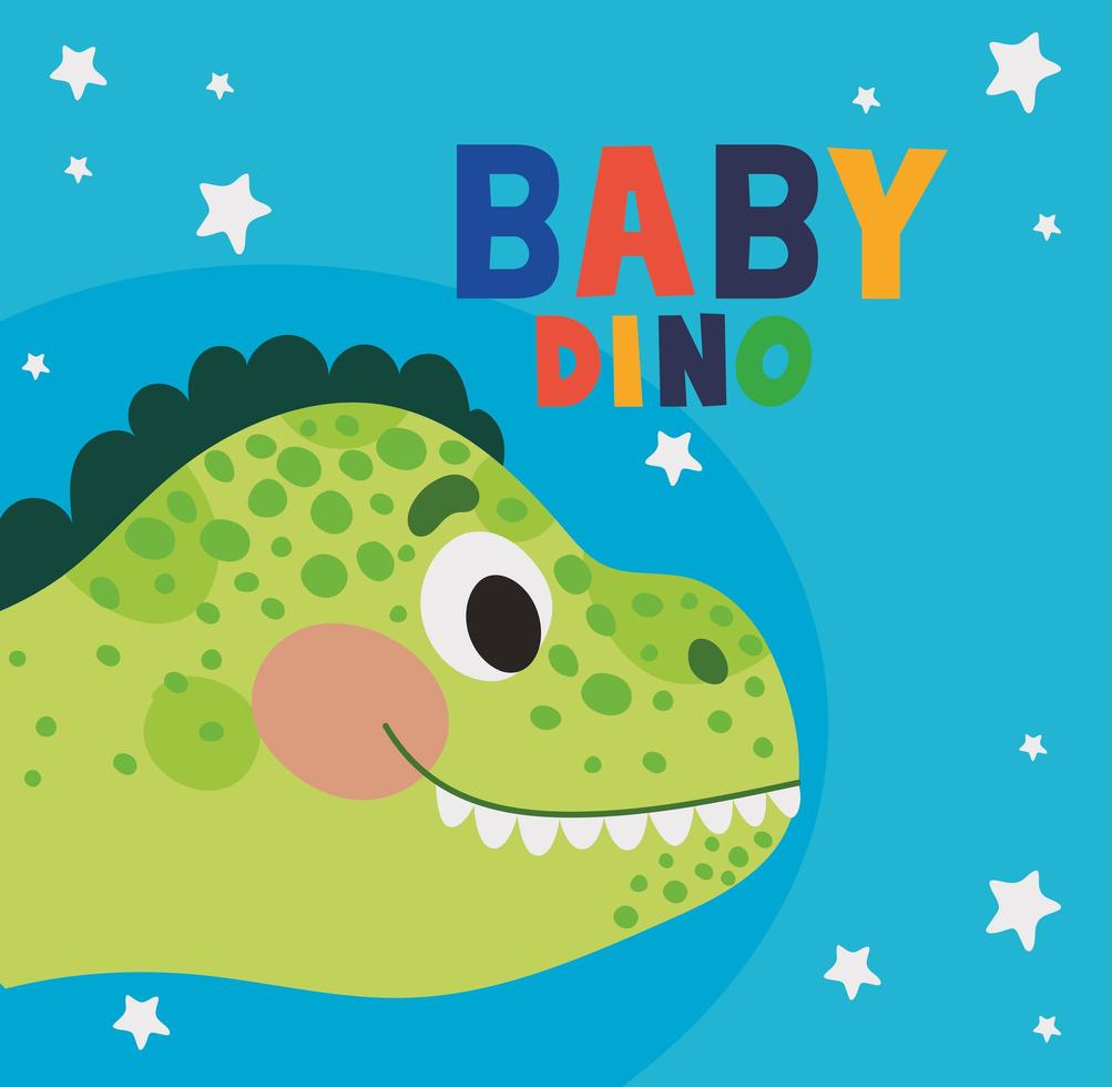 baby dino lettering and one kids illustration of a green dinosaur vector