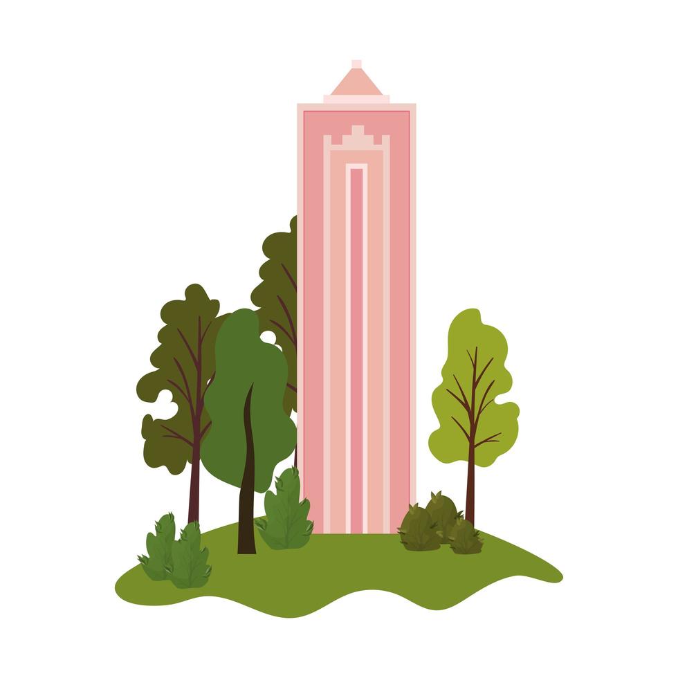 park with pink building in the middle of it vector