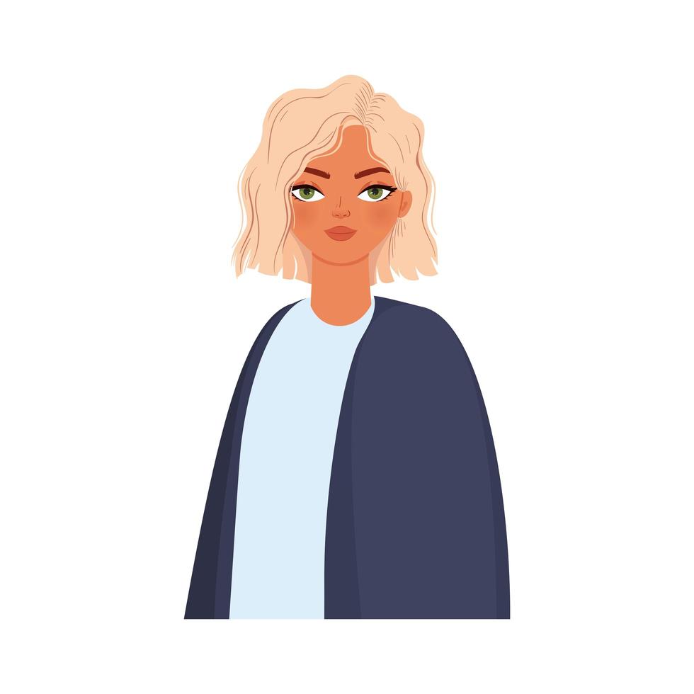 woman with blond hair and a blue coat vector