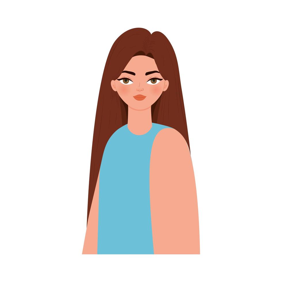 cute woman with brown hair and a blue shirt vector