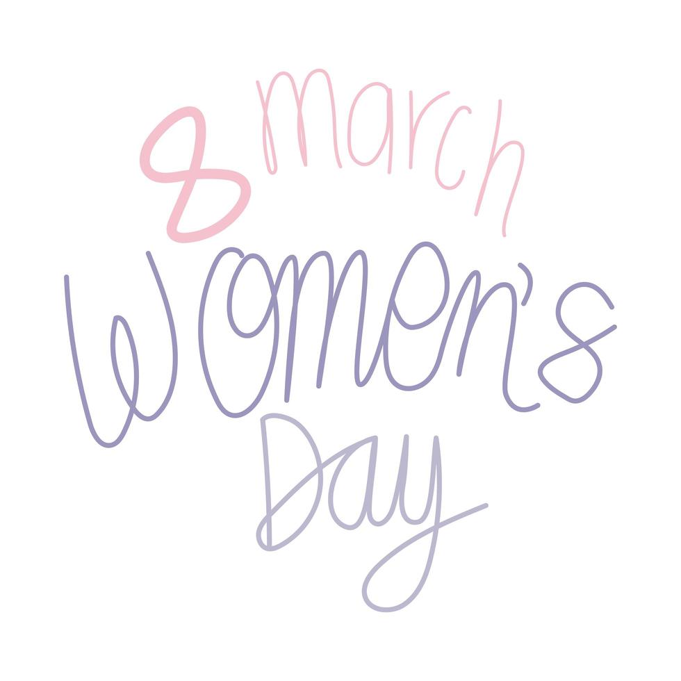 8 march womens days lettering on white background vector
