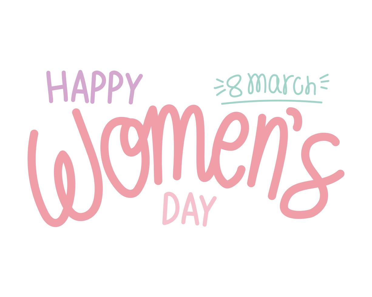 happy 8 march womens days lettering vector