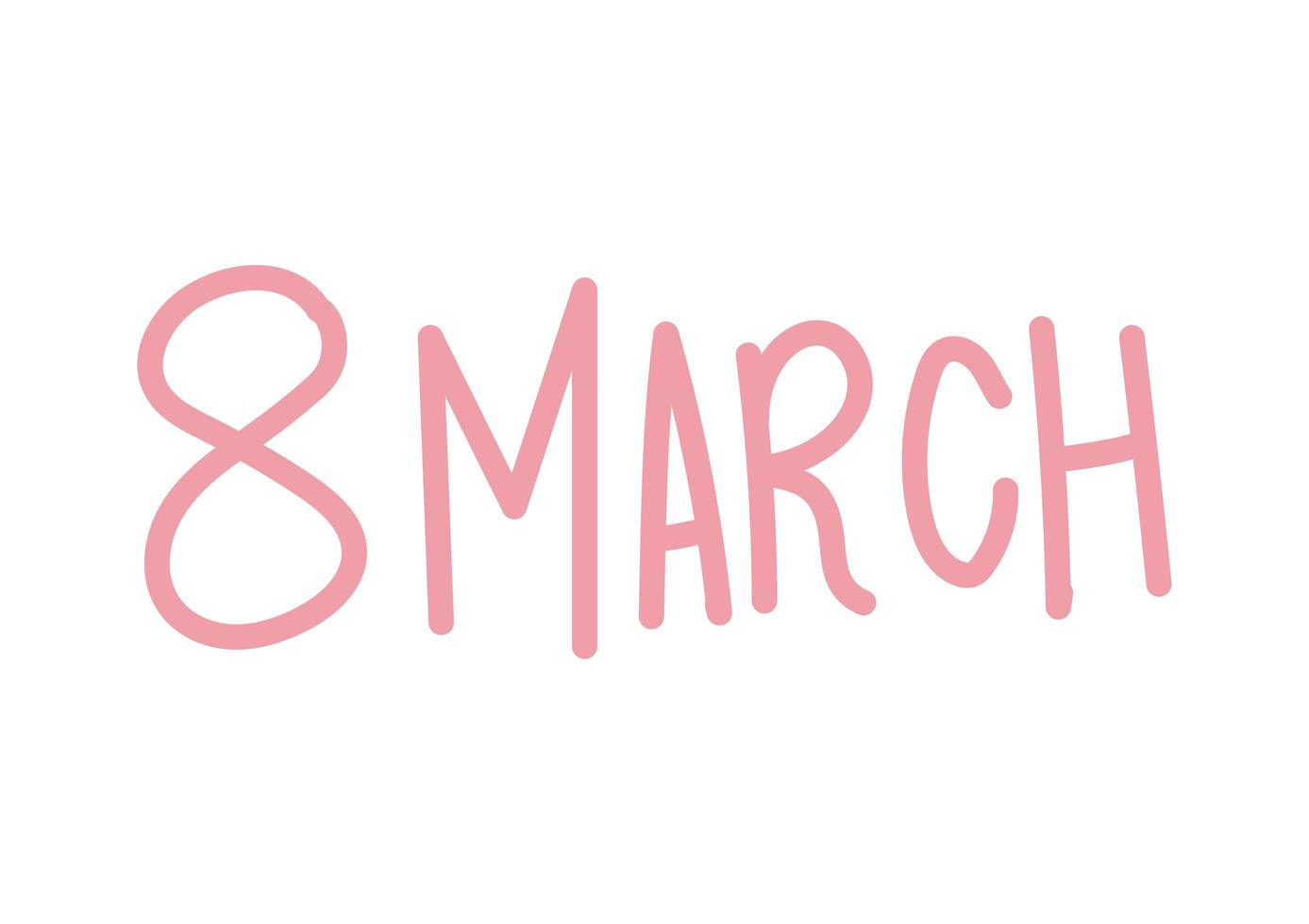 8 march lettering with a pink color vector