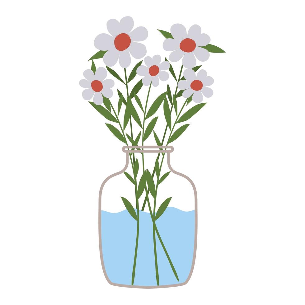 Planta dentro de un jarrón con agua sobre un fondo blanco. vector