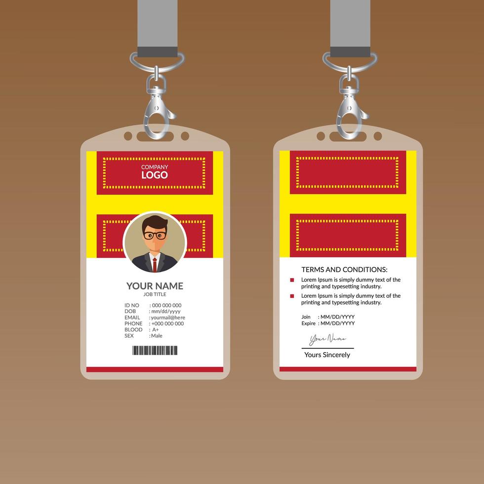 Red Elegant ID Card Design Template vector