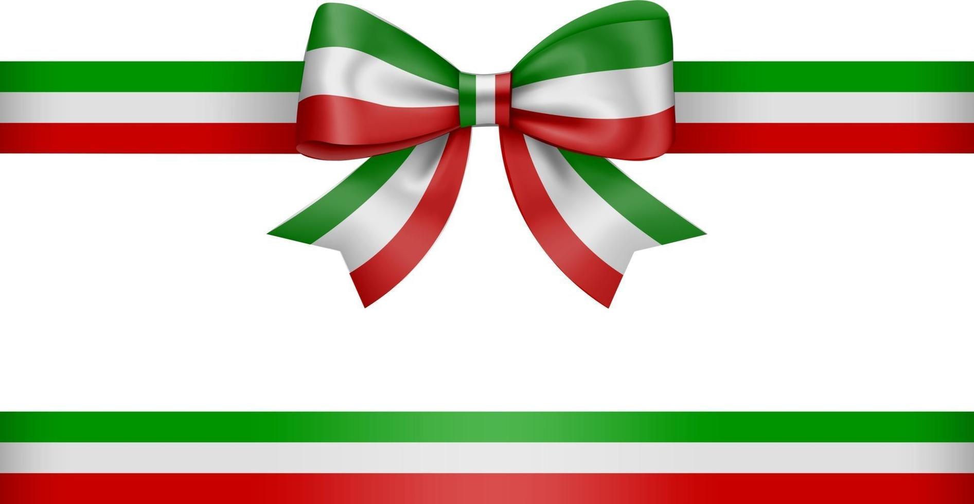 bow and ribbon with italian or mexican flag colors vector
