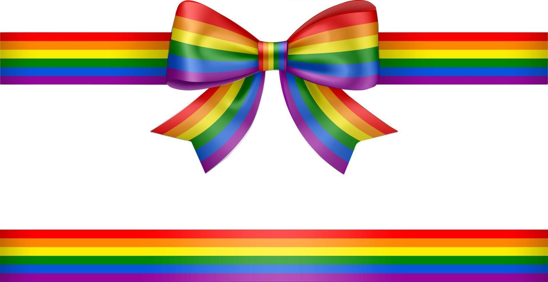 bow and ribbon with rainbow colors vector